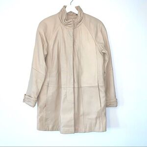 Vintage Tibor Leathers Beige Leather Coat 10P